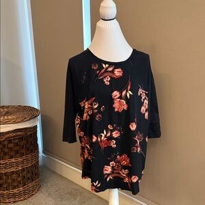 Torrid Black Floral Long Sleeve Top 0056